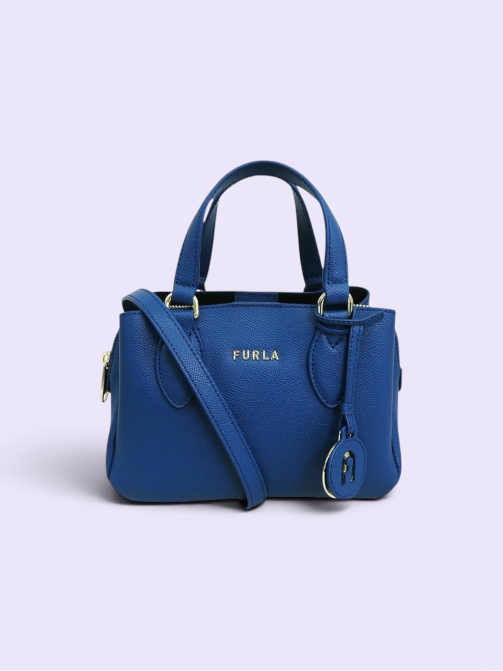 Furla Minerva Mini Satchel Leather Tote Bag Blue